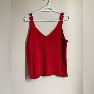 Red knit cropped tank